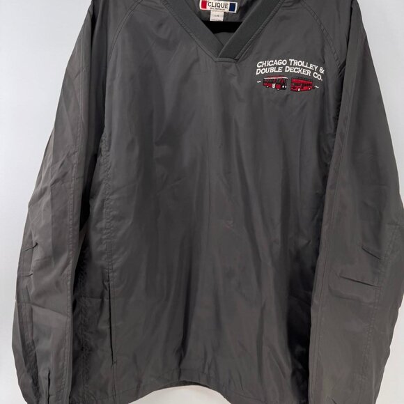 unbranded Other - Clique Men’s L Gray Windbreaker Pullover Jacket Chicago Trolley Double Decker